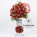 rangkaian standing flower congratulation warna merah